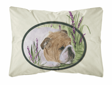 Bulldog Portrait/Landscape Painting Fabric Decorative Pillow