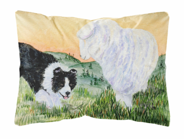 Border Collie 1 Portrait/Landscape Painting Fabric Decorative Pillow