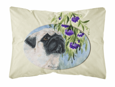 Pug Portrait/Landscape Painting Fabric Decorative Pillow