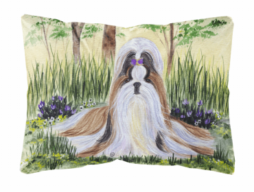 Shih Tzu 1 Portrait/Landscape Painting Fabric Decorative Pillow