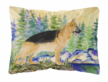 German Shepherd Portrait/Landscape Painting Fabric Decorative Pillow