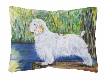 Clumber Spaniel Portrait/Landscape Painting Fabric Decorative Pillow