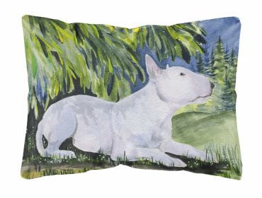 Bull Terrier 2 Portrait/Landscape Painting Fabric Decorative Pillow