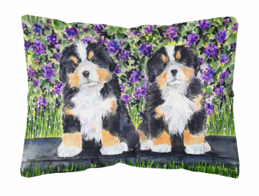 Bernese Mountain Dog 2 Portrait/Landscape Painting Fabric Decorative Pillow