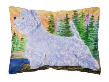 West Highland White Terrier 2 Portrait/Landscape Painting Fabric Decorative Pillow