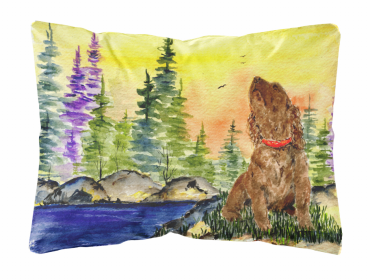 American Water Spaniel Portrait/Landscape Painting Fabric Decorative Pillow