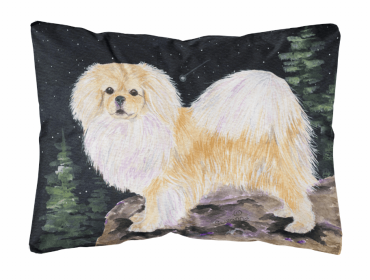 Tibetan Spaniel Portrait/Landscape Painting Fabric Decorative Pillow