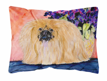 Pekingese Portrait/Landscape Painting Fabric Decorative Pillow