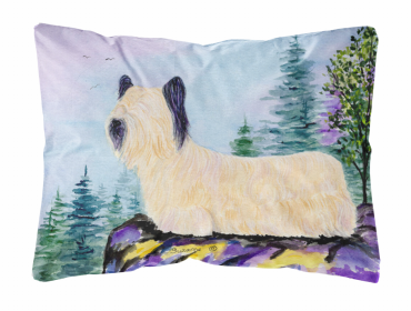 Skye Terrier Portrait/Landscape Painting Fabric Decorative Pillow