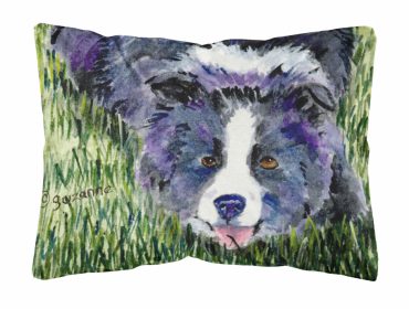 Border Collie 3 Portrait/Landscape Painting Fabric Decorative Pillow