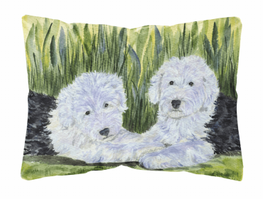 Old English Sheepdog 1 Portrait/Landscape Painting Fabric Decorative Pillow