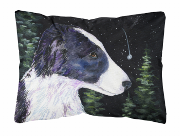 Border Collie 2 Portrait/Landscape Painting Fabric Decorative Pillow