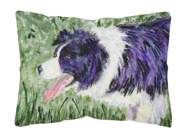 Border Collie 4 Portrait/Landscape Painting Fabric Decorative Pillow