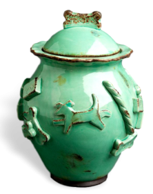 Aqua/Green Dog Treat Jar