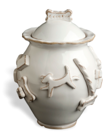 French White Dog Treat Jar