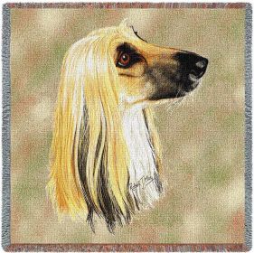 Afghan Hound - Lap Square Cotton Woven Blanket Throw