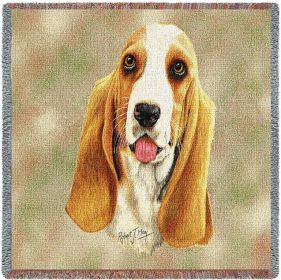 Bassett Hound - Lap Square Cotton Woven Blanket Throw