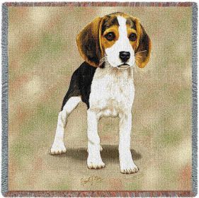 Beagle - Puppy - Lap Square Cotton Woven Blanket Throw