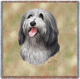 Bearded Collie - Lap Square Cotton Woven Blanket Throw