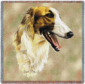 Borzoi - Lap Square Cotton Woven Blanket Throw