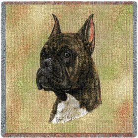 Boxer Brindle - Lap Square Cotton Woven Blanket Throw