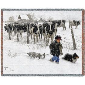 Curious Onlookers Cows - Cotton Woven Blanket Throw