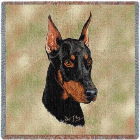 Doberman - Lap Square Cotton Woven Blanket Throw