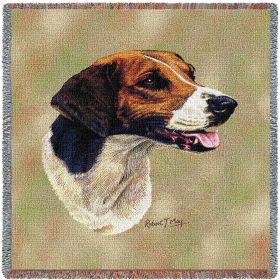 English Foxhound - Lap Square Cotton Woven Blanket Throw