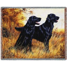 Flat Coated Retriever - Cotton Woven Blanket Throw