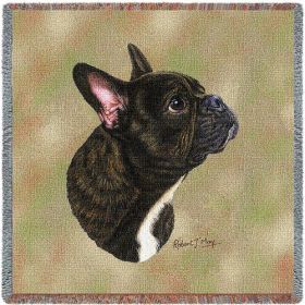 French Bulldog - Lap Square Cotton Woven Blanket Throw