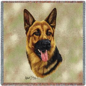 German Shepherd - Lap Square Cotton Woven Blanket Throw