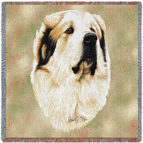 Great Pyrenees - Lap Square Cotton Woven Blanket Throw