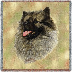 Keeshond - Lap Square Cotton Woven Blanket Throw