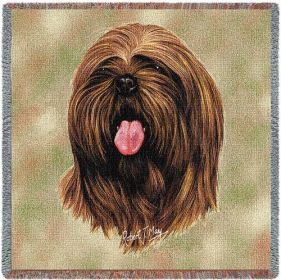 Lhasa Apso - Lap Square Cotton Woven Blanket Throw