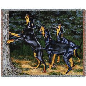 Night Song Doberman - Cotton Woven Blanket Throw