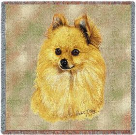 Pomeranian - Lap Square Cotton Woven Blanket Throw