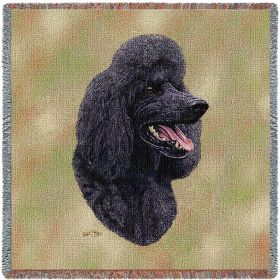 Poodle Black - Lap Square Cotton Woven Blanket Throw