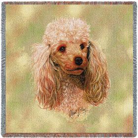 Poodle - Cream - Lap Square Cotton Woven Blanket Throw