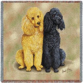 Poodles - Lap Square Cotton Woven Blanket Throw