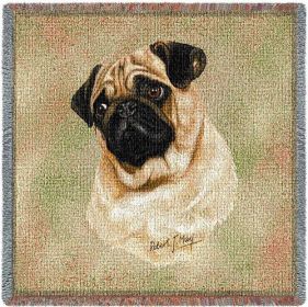 Pug - Lap Square Cotton Woven Blanket Throw