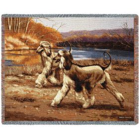 Afghan Hound River Walk - Cotton Woven Blanket Throw