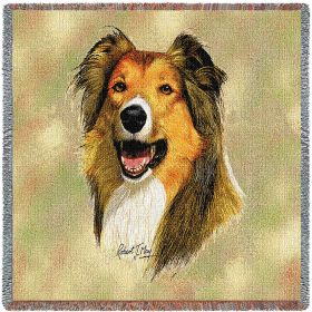 Collie - Rough - Lap Square Cotton Woven Blanket Throw