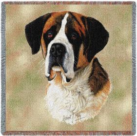 Saint Bernard - Lap Square Cotton Woven Blanket Throw