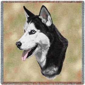 Siberian Husky - Lap Square Cotton Woven Blanket Throw