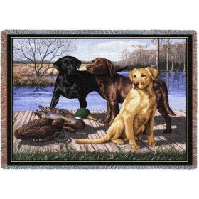 The Board Meeting Labrador Retriever Lab - Cotton Woven Blanket Throw