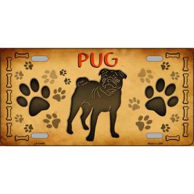 Pug Breed Metal License Plate