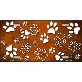 Orange, White Paw Oil Rubbed Metal Novelty License Plate