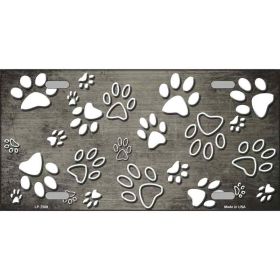 Tan White Paw Oil Rubbed Metal Novelty License Plate