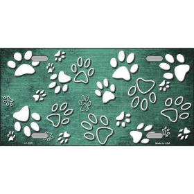 Mint White Paw Oil Rubbed Metal Novelty License Plate