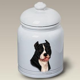 American Pit Bull - Black and White - Best of Breed Ceramic Treat Jar